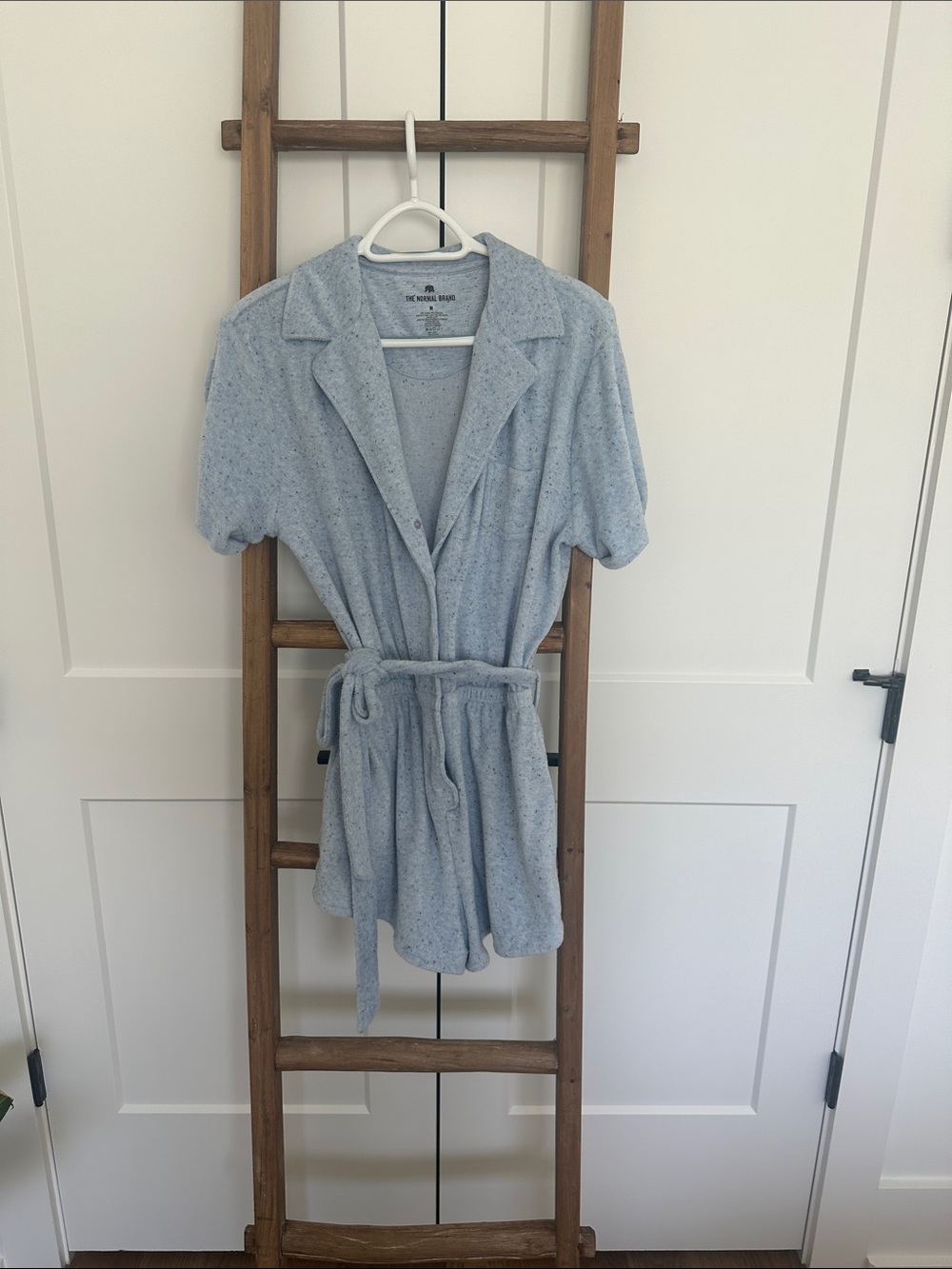 The Normal Brand Light Blue Short Sleeve Terry Romper